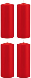 4x Rode cilinderkaarsen/stompkaarsen 8 x 20 cm 119 branduren