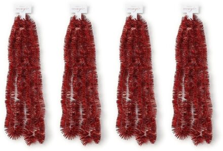 4x Rode kerstslingers met sterren 270 cm kerstboom versiering Rood