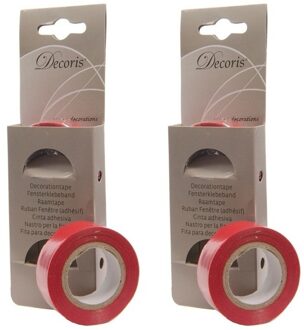 4x Rode raamtape kerstversiering op rol 1000 cm Rood