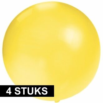 4x Ronde ballon geel 60 cm voor helium of lucht