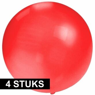 4x Ronde ballon rood 60 cm voor helium of lucht