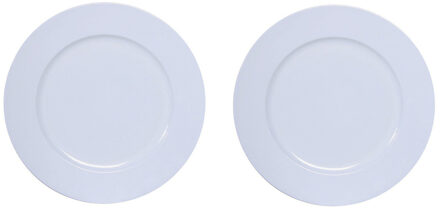 4x Ronde diner/kerstdiner onderborden wit glimmend 33 cm