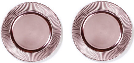 4x Ronde kaarsenborden/onderborden oudroze 33 cm