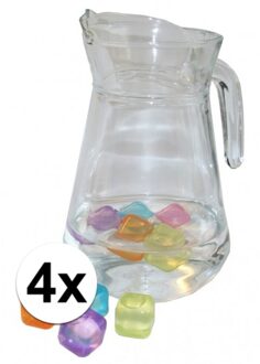 4x Ronde kan van glas 1,3 liter - Limonadekannen