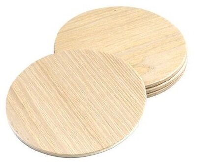 4x Ronde onderzetters van hout - dia 10 cm - glazen onderzetters - Glazenonderzetters Beige