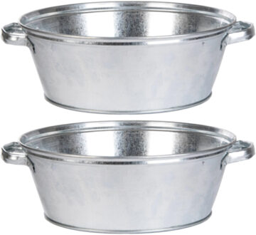 4x Ronde zilveren zinken drankemmers/drankkoelers 11 liter