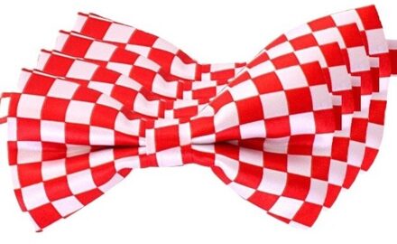 4x Rood/wit geblokte Brabant vlinderstrikjes 12 cm dames/heren Multi