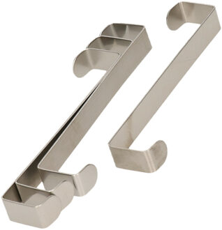 4x RVS deurhaken/ophanghaken 10 x 2 cm - Kapstokhaken Zilverkleurig