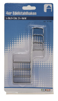 4x RVS deurhaken/ophanghaken 8 x 4 cm