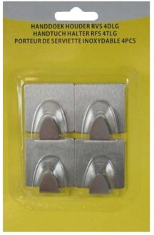 4x RVS handdoekhaakjes / badkamerhaakjes - Handdoekhaakjes Zilverkleurig