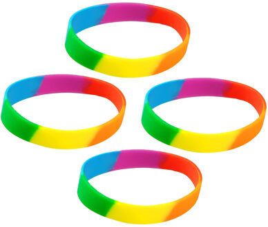 4x Siliconen armbanden regenboog
