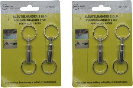 4x Sleutelhangers / key snaps zilver met sleutelringen - deelbare sleutelhanger - metalen sleutelhangers / key snaps