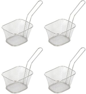 4x Snackhouder/snackmandje 24 cm - Serveerschalen Zilverkleurig