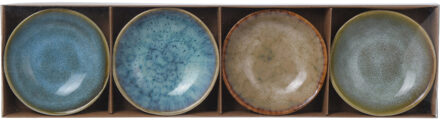 4x Snackschaaltjes/sausschaaltjes aardewerk rond 9 cm Blauw