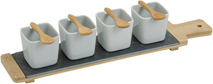 4x Snackschaaltjes/sausschaaltjes - porselein - 7 x 7 cm - Schaaltjes