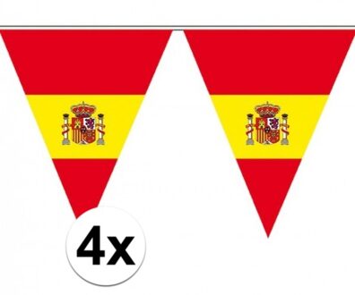 4x Spanje supporter vlaggenlijnen 5 meter - Spaans thema - Spaanse vlag decoratie