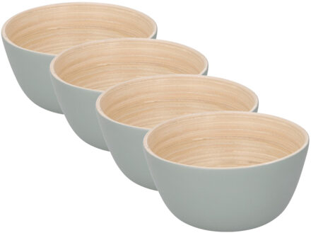 4x stuks bamboe snack schaaltje grijs 10 cm - Snack en tapasschalen