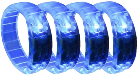 4x stuks blauwe armdanden met LED licht