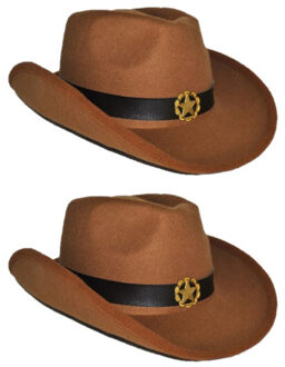 4x stuks bruine verkleed cowboyhoed vilt