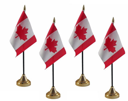 4x stuks Canada tafelvlaggetjes 10 x 15 cm met standaard - Canadese feestartikelen/versieringen