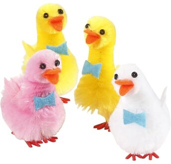 4x stuks decoratie mini eendjes gekleurd 5 cm Multi