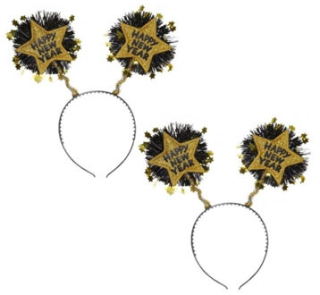 4x stuks diadeem Happy New Year tekst goud