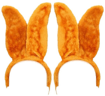 4x stuks diadeem konijn/haas oren/oortjes lichtbruin voor volwassenen - verkleed als paashaas
