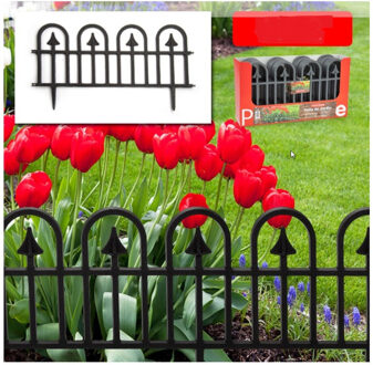 4x stuks flexibele graskant/tuin rand/kantopsluiting hekjes van 57.5 cm donkergrijs