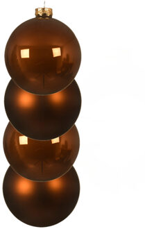 4x stuks glazen kerstballen kaneel bruin 10 cm mat/glans - Kerstbal