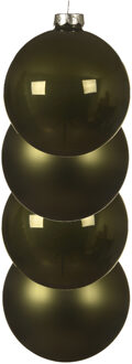 4x stuks glazen kerstballen mos groen 10 cm mat/glans - Kerstbal