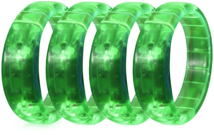 4x stuks groene armdanden met LED licht