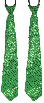 4x stuks groene pailletten stropdas 32 cm