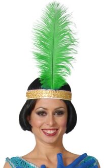 4x stuks groene pauwenveer charleston/jaren 20 verkleed accessoire 40 cm