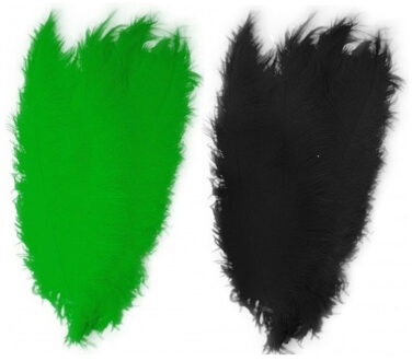 4x stuks grote veer/struisvogelveren 2x groen en 2x zwart van 50 cm