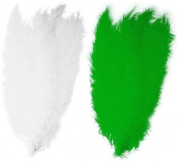 4x stuks grote veer/struisvogelveren 2x wit en 2x groen van 50 cm