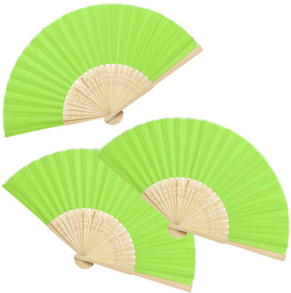 4x stuks handwaaiers/Spaanse waaiers licht groen