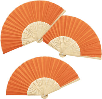 4x stuks handwaaiers/Spaanse waaiers oranje
