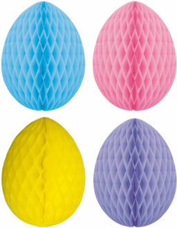 4x stuks hangende paaseieren deco versiering van papier 30 cm