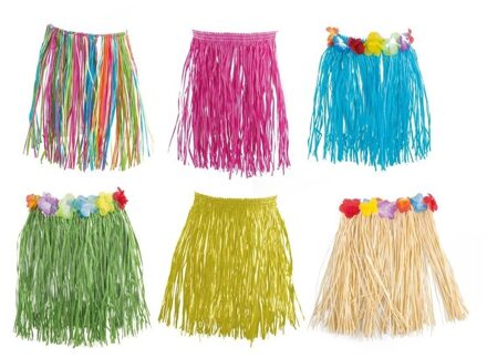 4x stuks hawaii verkleed rokje zand kleur rafia 42 cm One size