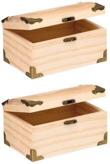 4x stuks houten kistjes ronde deksel 15 x 9,5 cm hobby/knutselmateriaal