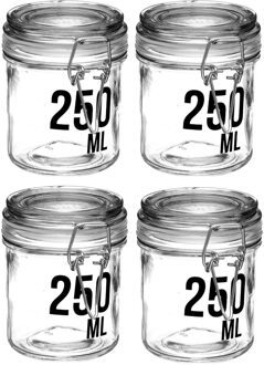 4x stuks inmaakpotten/voorraadpotten 0,25L glas met beugelsluiting