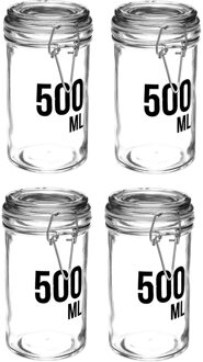 4x stuks inmaakpotten/voorraadpotten 0,5L glas met beugelsluiting