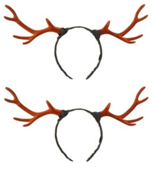 4x stuks kerst diadeems/haarbanden rendier gewei 35 cm kerstaccessoires