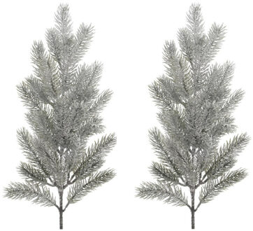 4x stuks kersttakken/dennentakken 23 cm groen met sneeuw kerstversiering - Decoratieve tak kerst