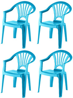 4x stuks kinderstoelen blauw kunststof 37 x 31 x 51 cm