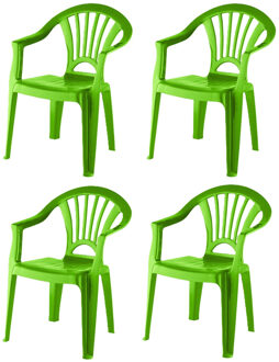 4x stuks kinderstoelen groen kunststof 37 x 31 x 51 cm