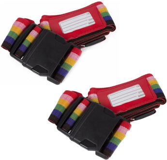 4x stuks kofferriemen / bagageriemen met label 183 cm regenboog kleuren