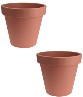 4x stuks kunststof bloempotten 35 cm terracotta - Bloempotten/plantenpotten voor binnen en buiten