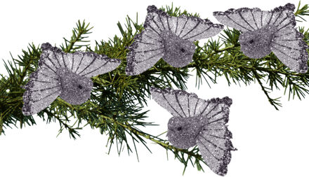 4x stuks kunststof decoratie kolibrie vogels op clip zilver 9,5 cm