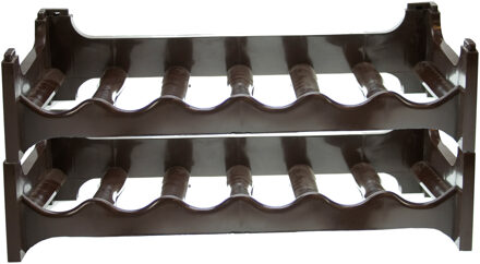 4x stuks kunststof wijnrekken / flessenrekken 60,5 x 24,5 x 12,5 cm - bruin